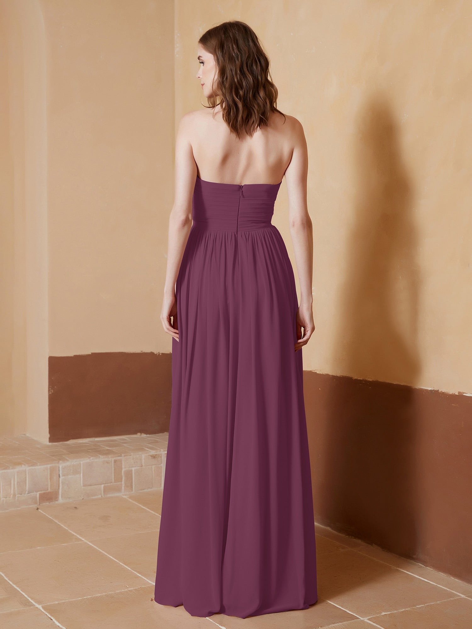 Strapless Chiffon Full Length Dresses Mulberry